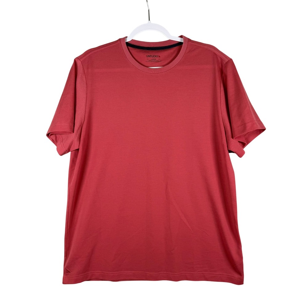 UNTUCKit Mens Large T-Shirt Red Short Sleeve Crew Neck Performance Pique Active